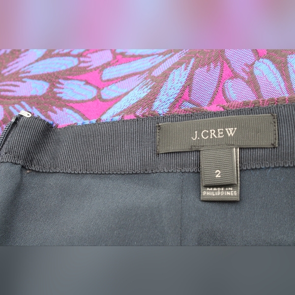 J.Crew Midnight Floral Jacquard Skirt C5911 Size 2 Embroidered Jewel Tones - Picture 4 of 9